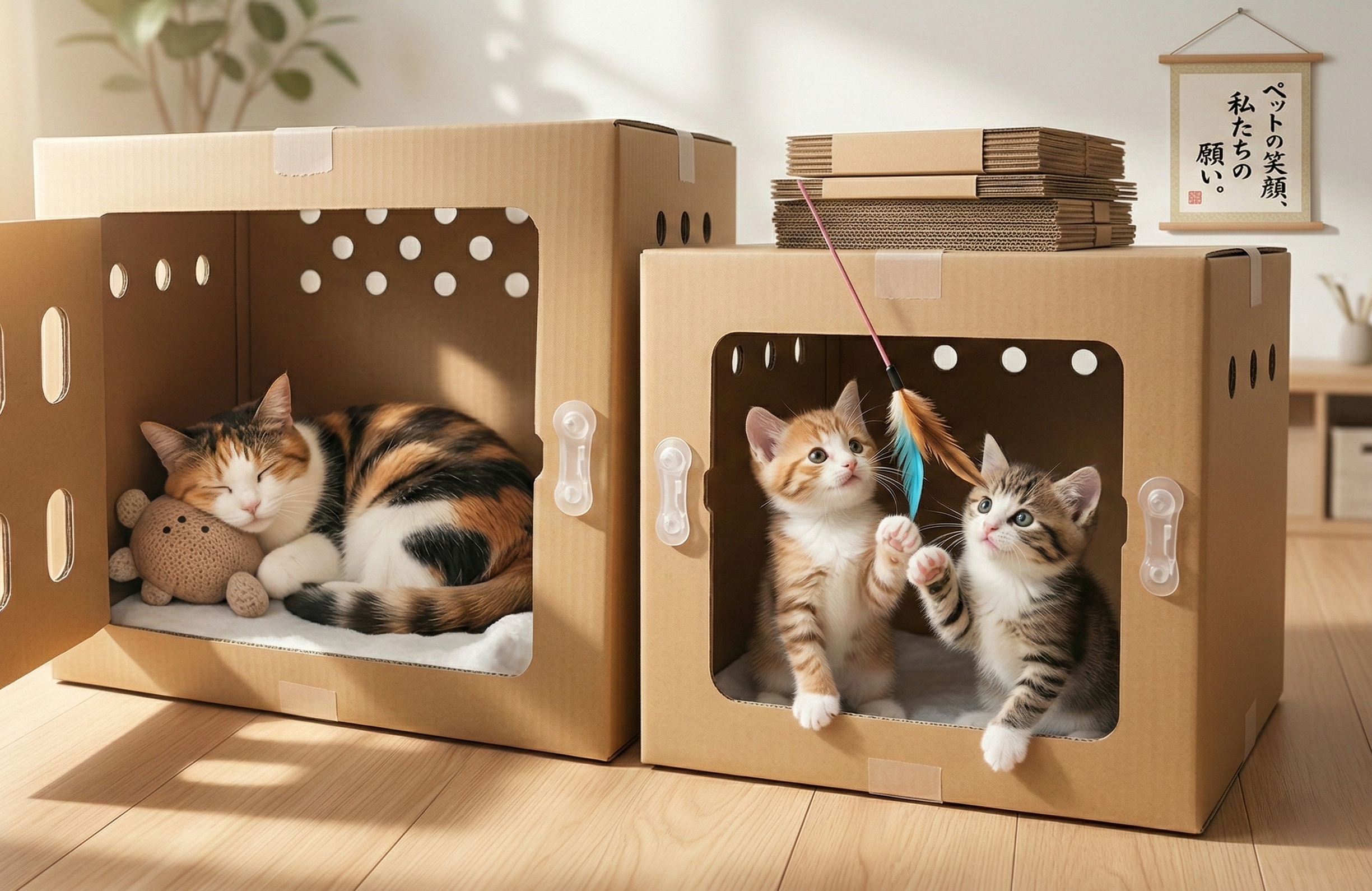 ペットおまもりシェルター 段ボール製ペット用簡易避難ケージ